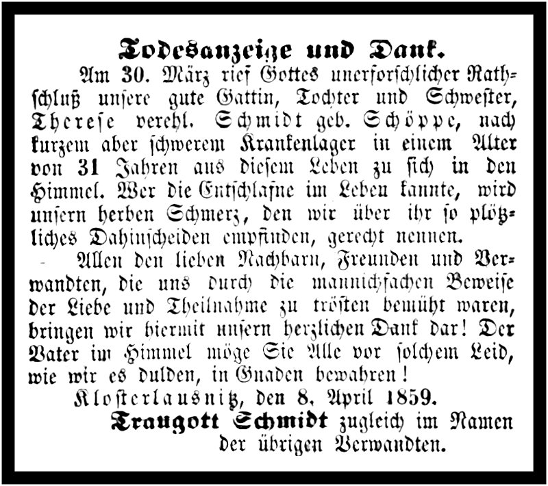 1859-03-30 Kl Trauer Schmidt